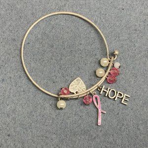 BCA Charm Bracelet Barbie Pink Ribbon Silver Slider Hope Pearl Heart Soft Girl